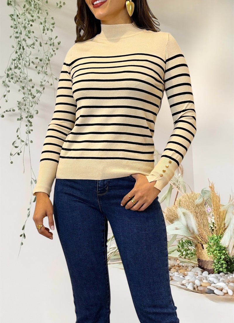 Jersey Sailor beige raya negra