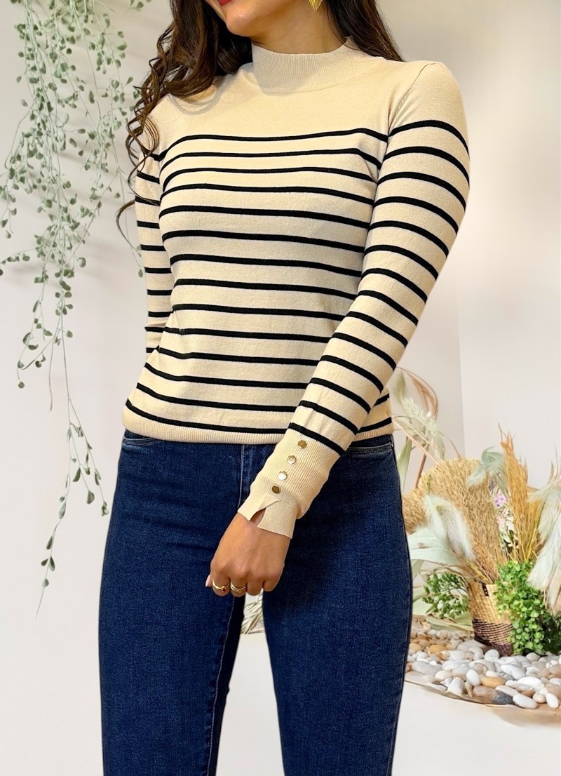 Jersey Sailor beige raya negra