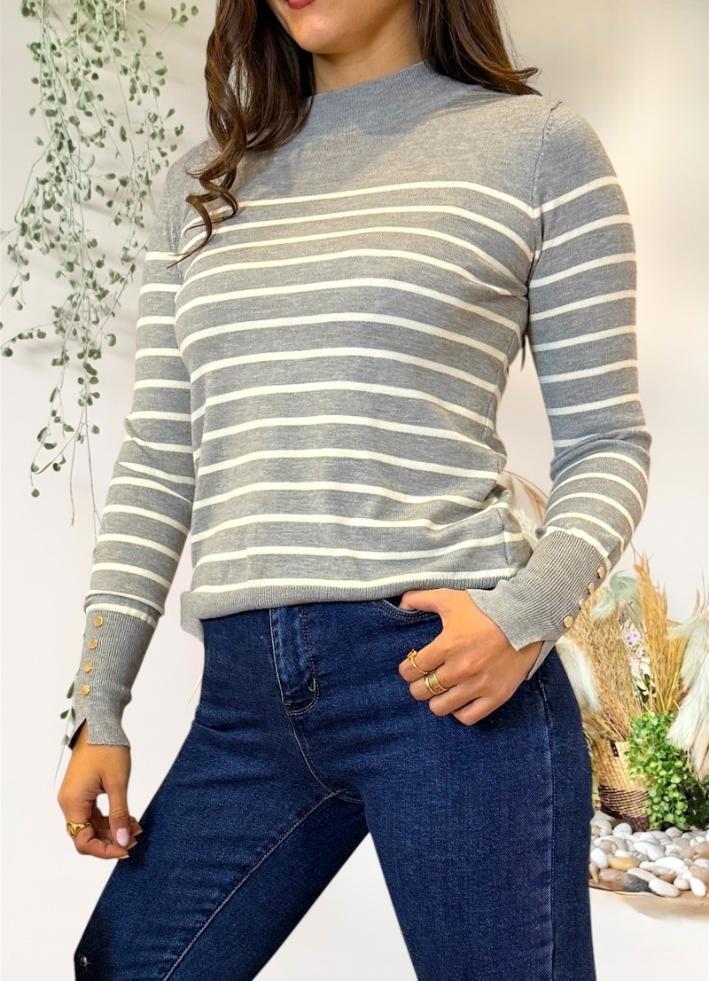 Jersey Sailor gris raya beige