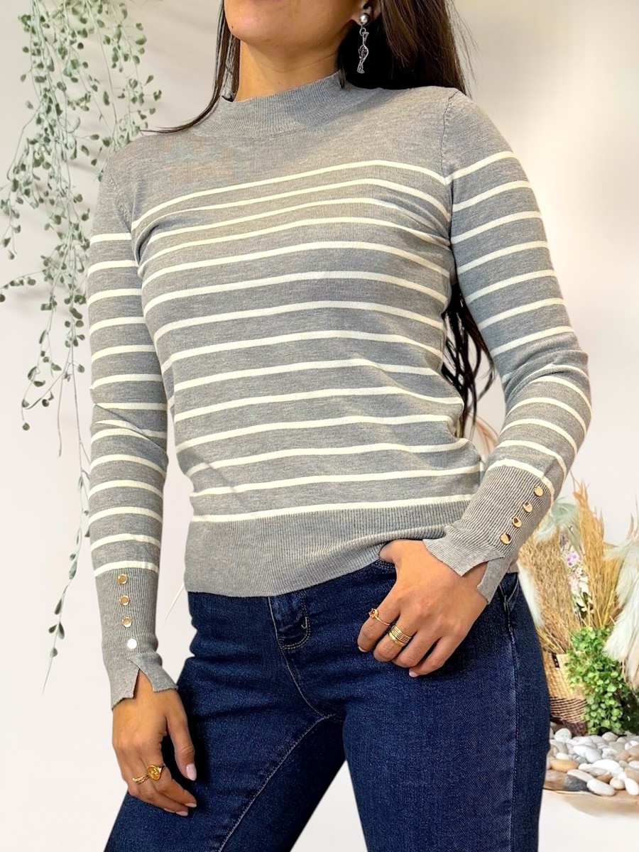 Jersey Sailor gris raya beige