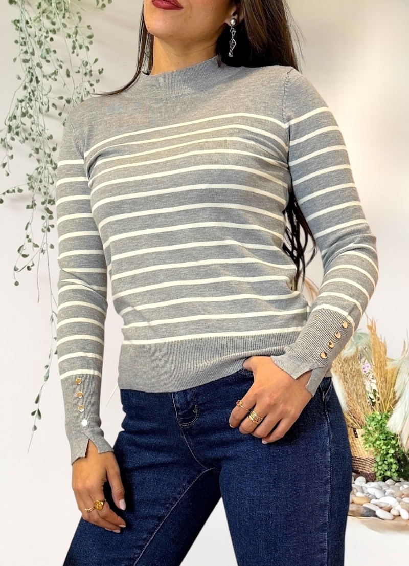 Jersey Sailor gris raya beige