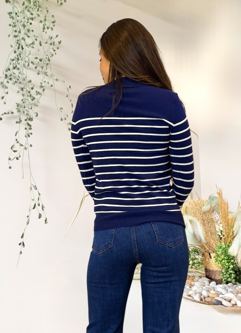 Jersey Sailor azul raya blanca