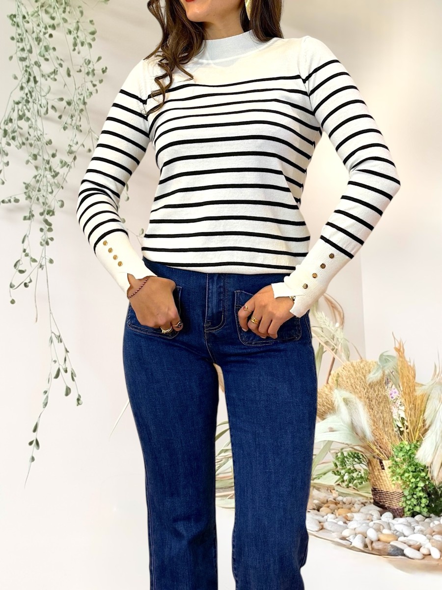 Jersey Sailor blanco raya negra