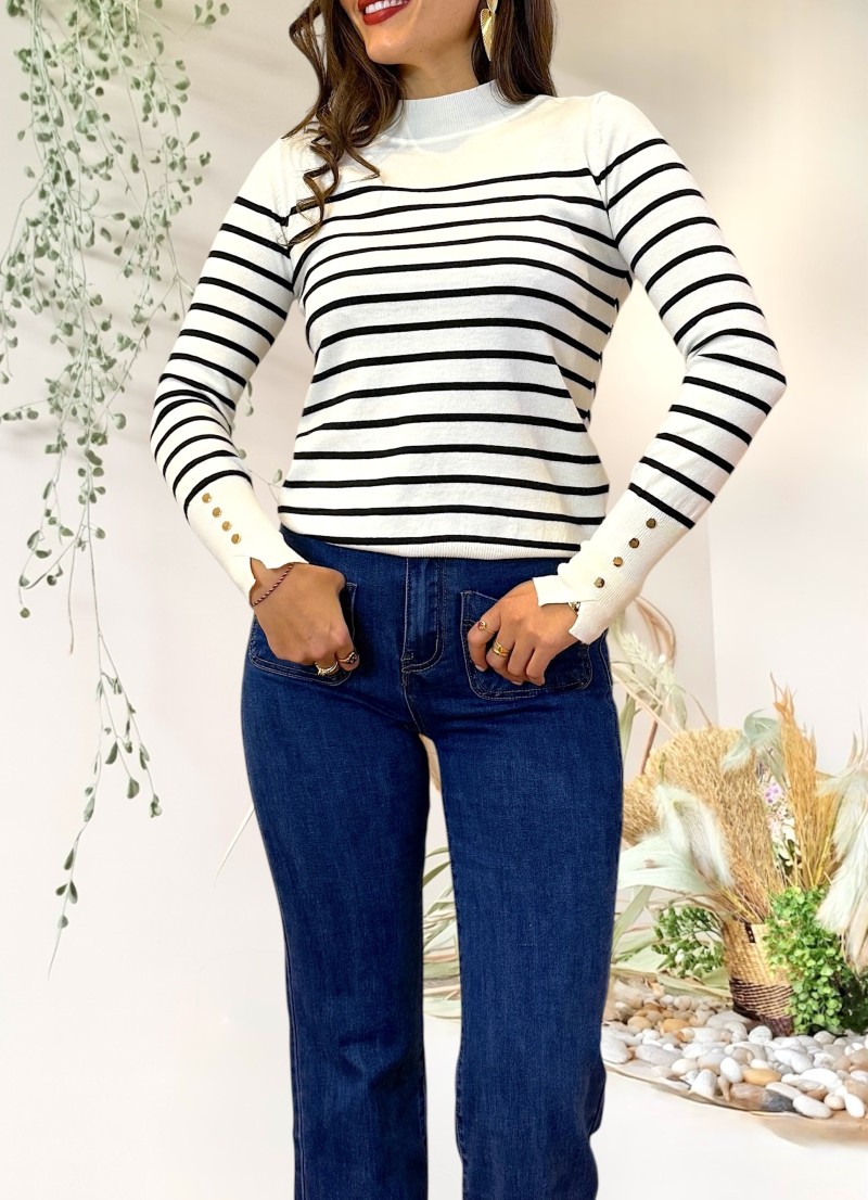 Jersey Sailor blanco raya negra