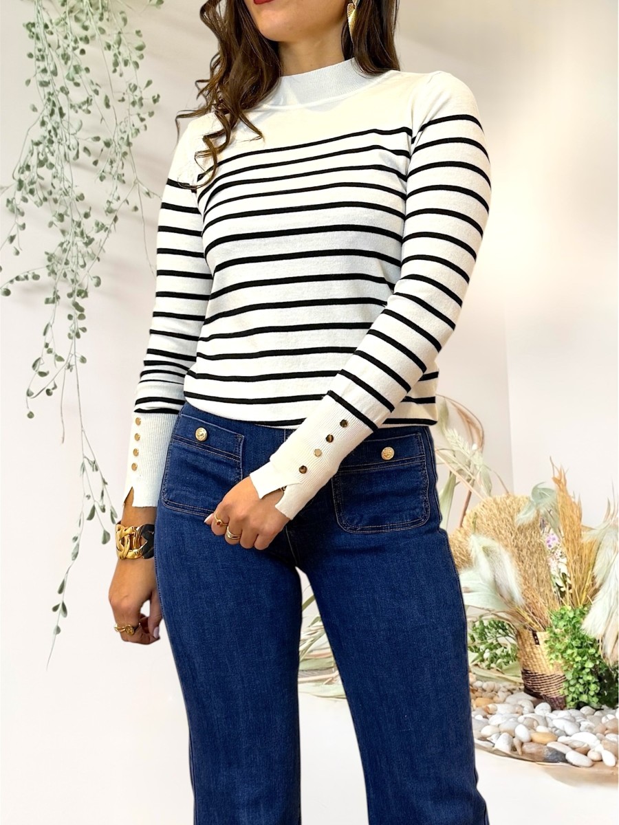 Jersey Sailor blanco raya negra