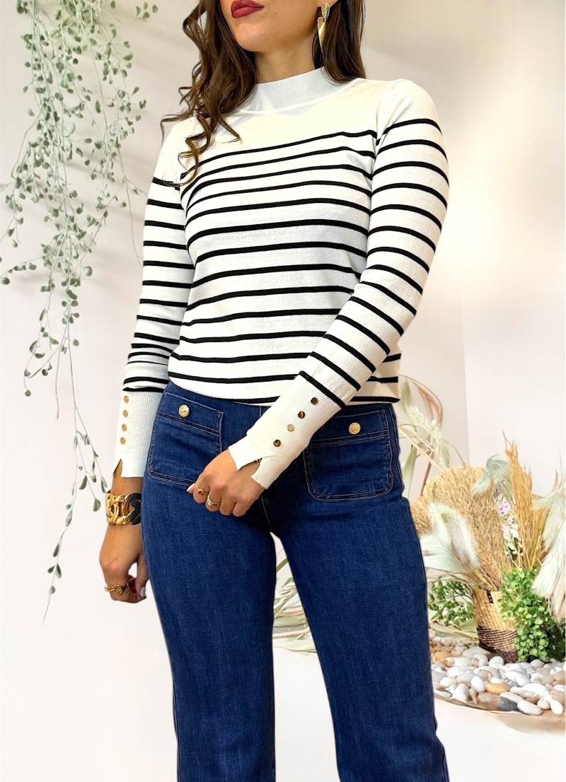 Jersey Sailor blanco raya negra