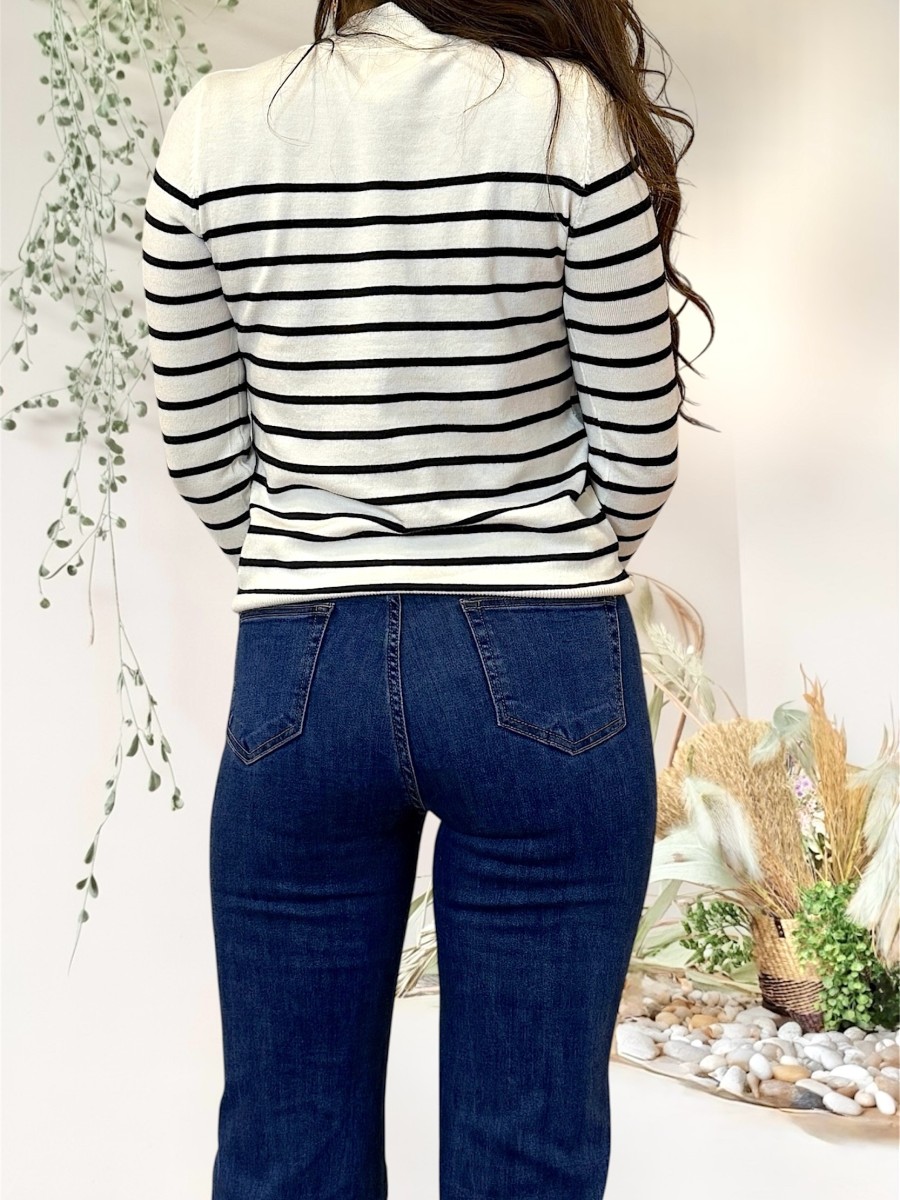 Jersey Sailor blanco raya negra