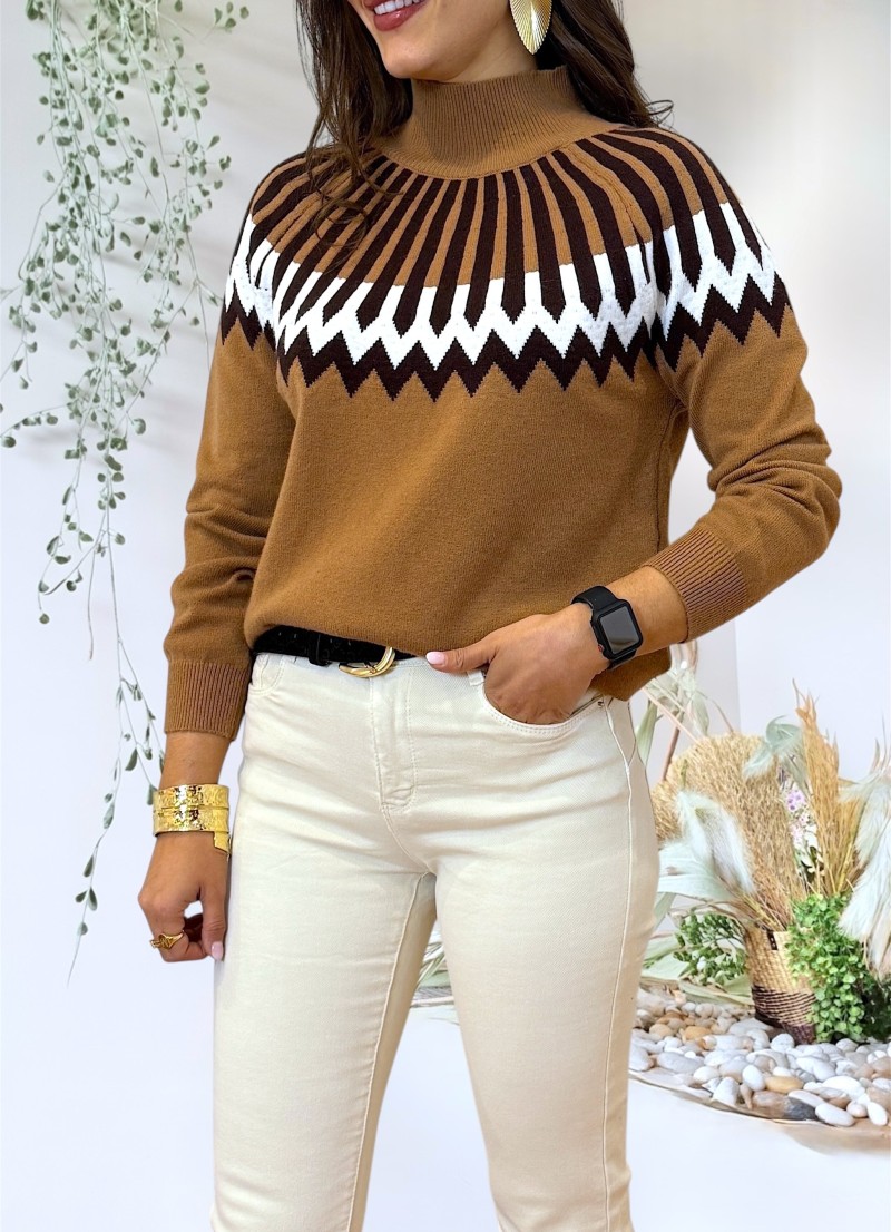 Jersey camel cenefas negras