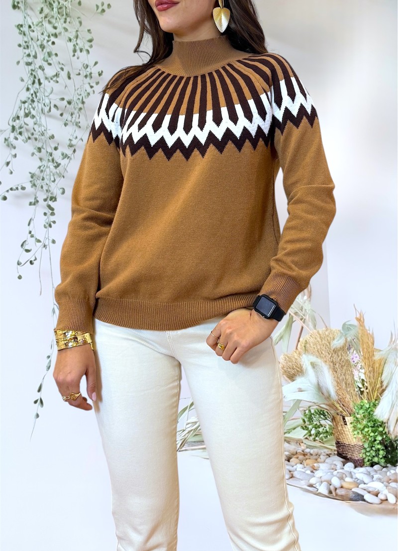 Jersey camel cenefas negras