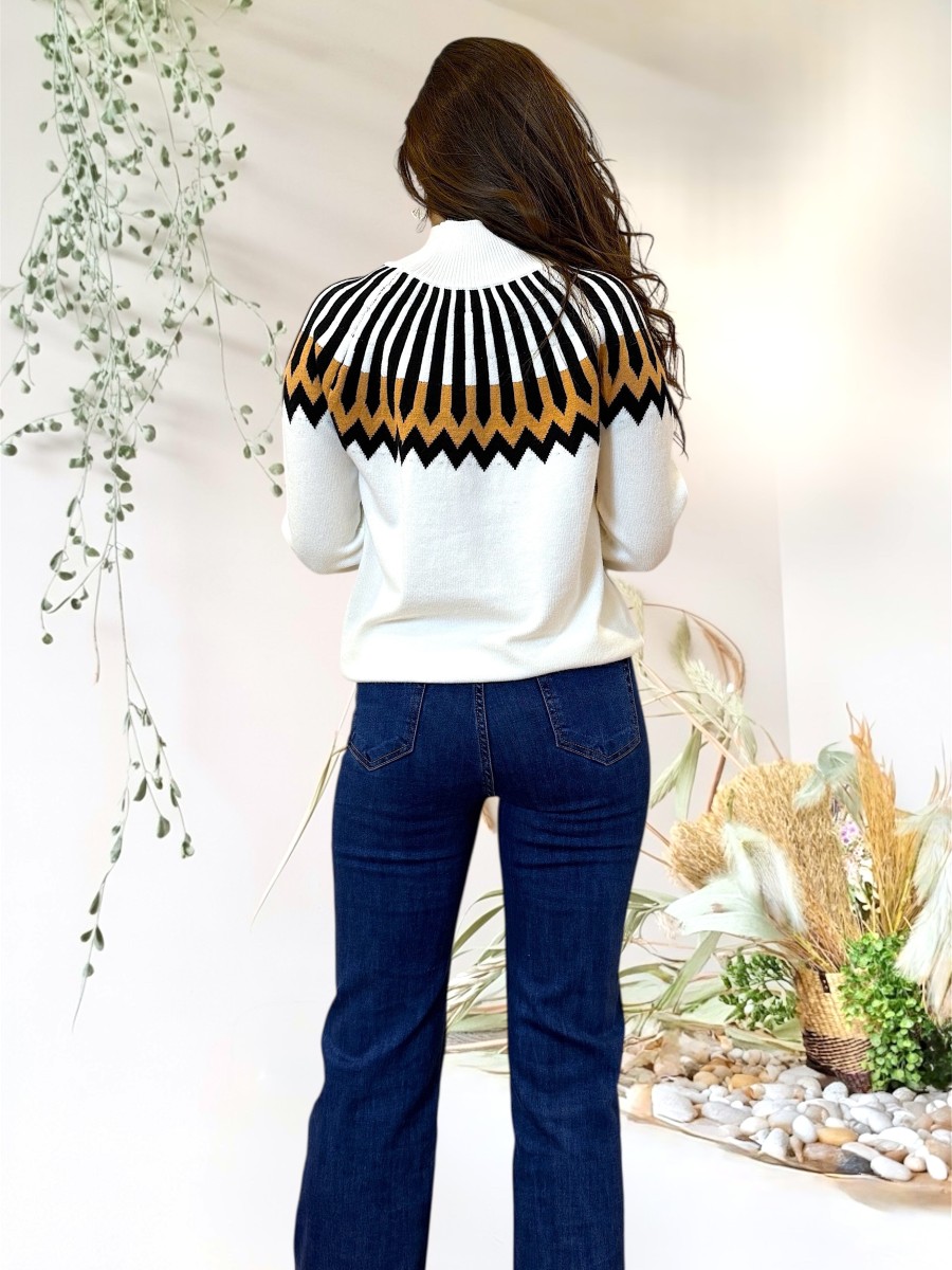 Jersey blanco cenefas negras