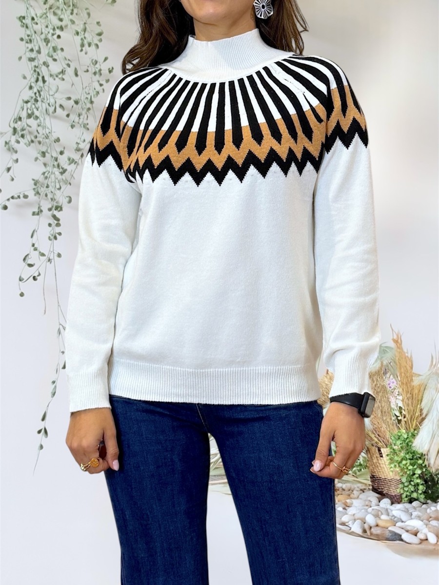 Jersey blanco cenefas negras