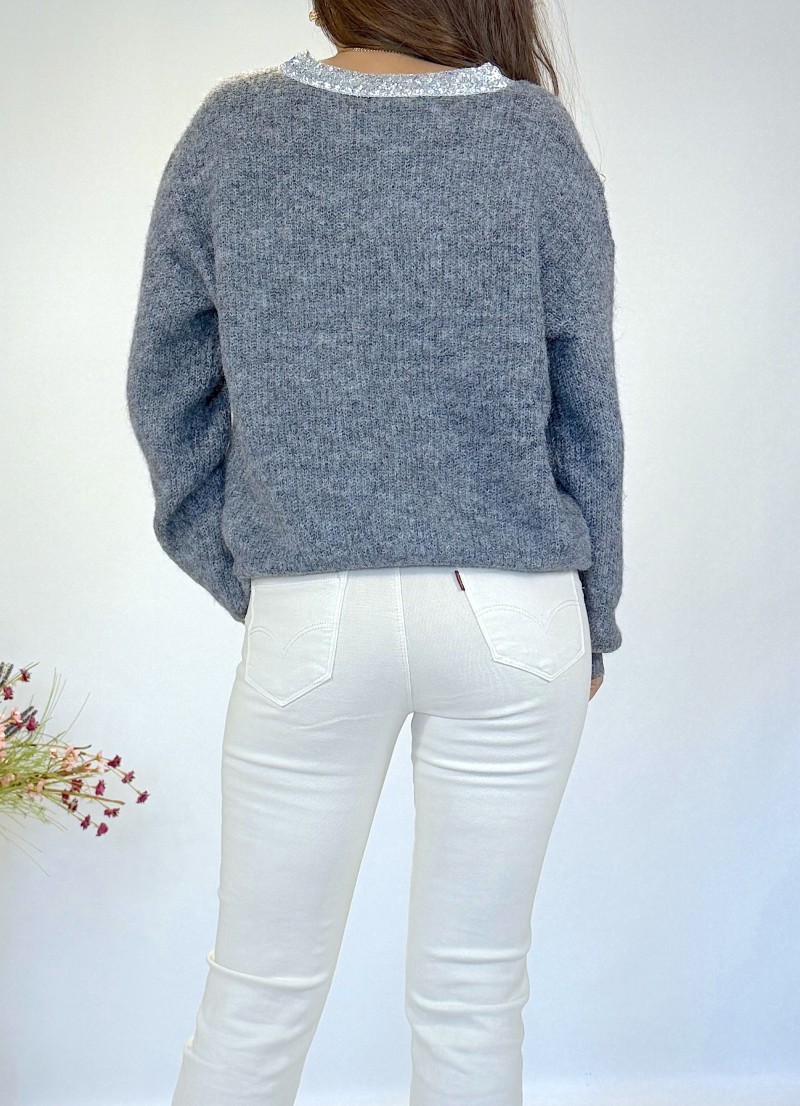 Jersey detalle lengejuelas gris