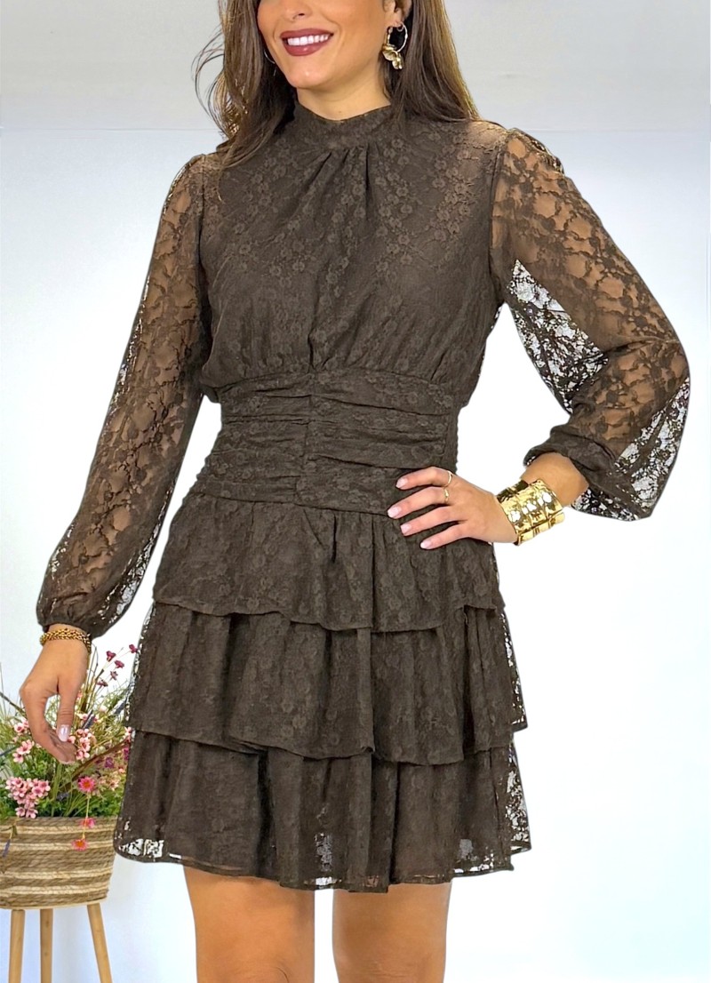 Vestido Kristen blonda marron