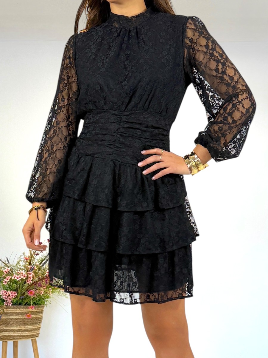Vestido Kristen blonda negro