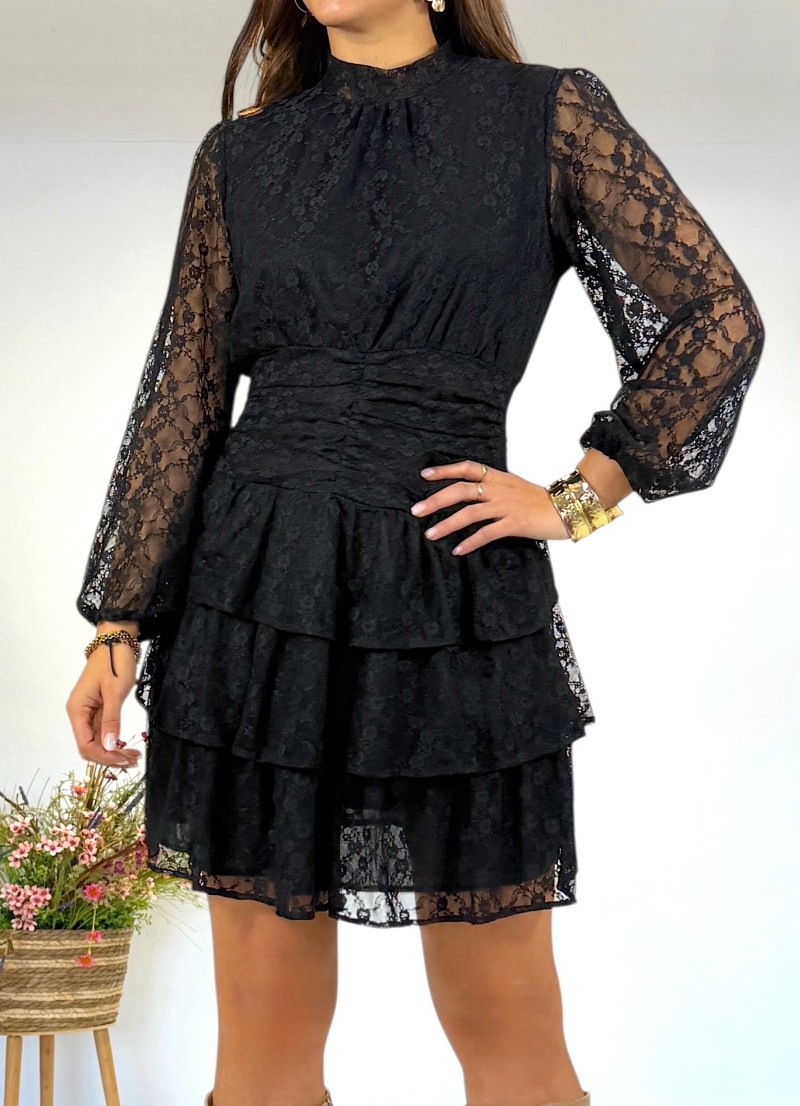 Vestido Kristen blonda negro