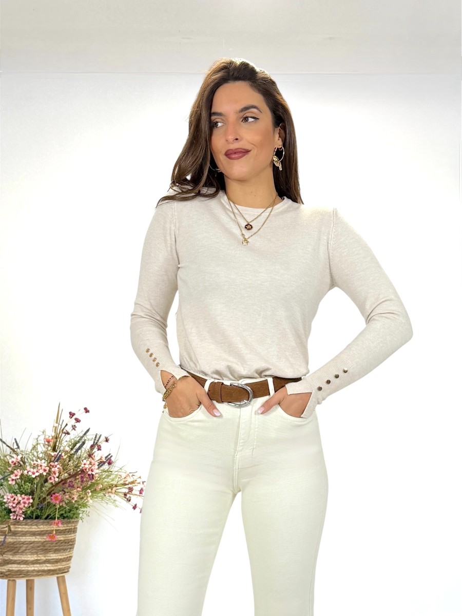 Jersey botones beige