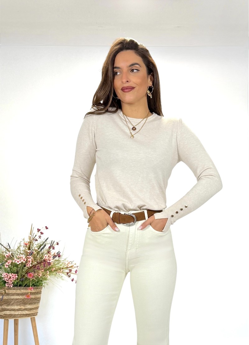 Jersey botones beige