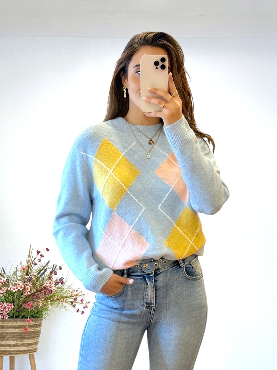 Jersey rombos fondo azul