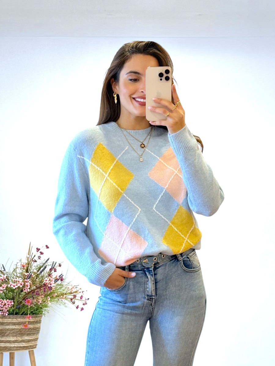 Jersey rombos fondo azul