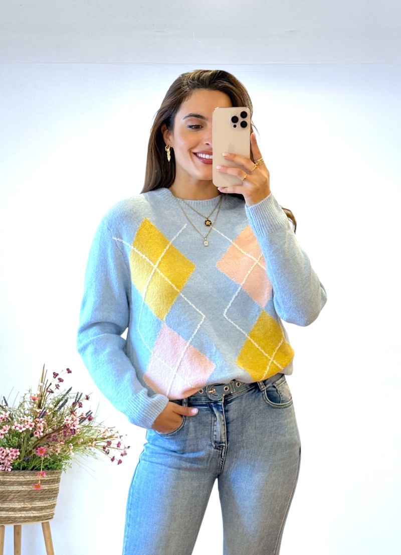 Jersey rombos fondo azul