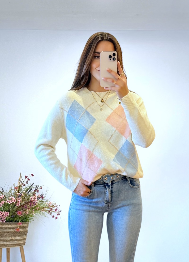 Jersey rombos rosas y azules