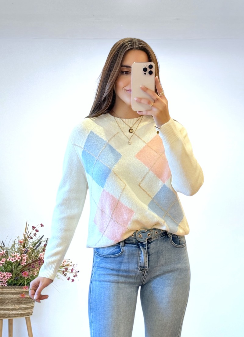 Jersey rombos rosas y azules