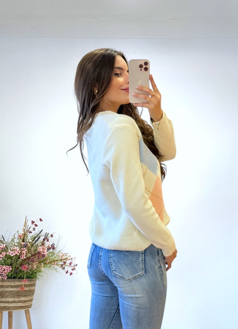 Jersey rombos rosas y azules