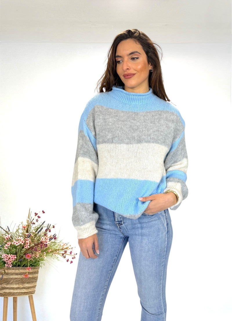 Jersey Ani celeste y gris