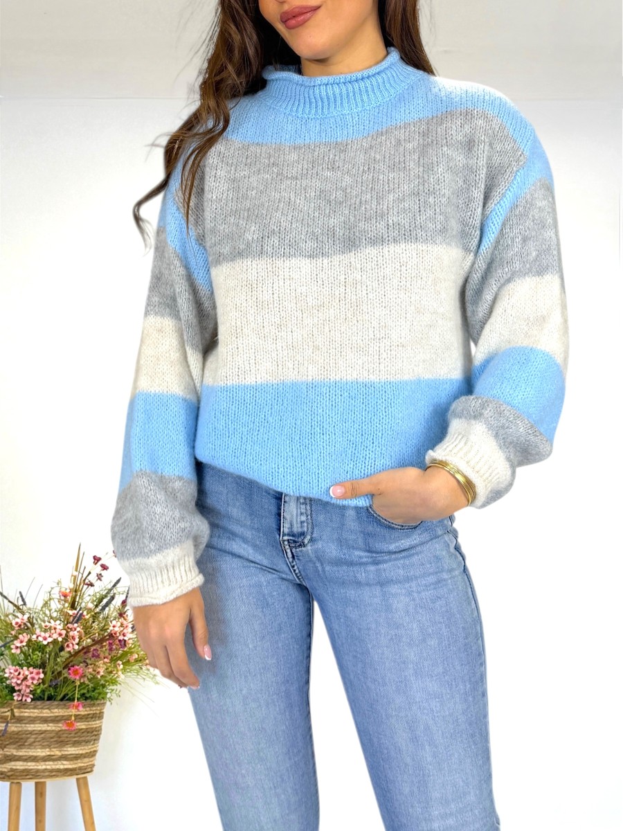 Jersey Ani celeste y gris