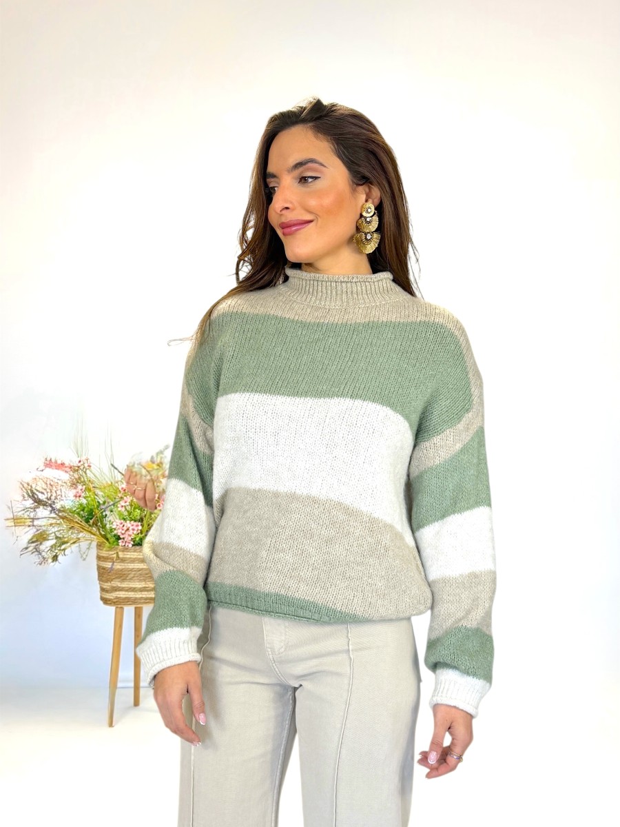 Jersey Ani verde y beige