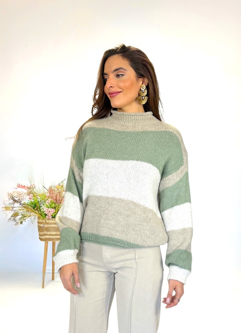 Jersey Ani verde y beige