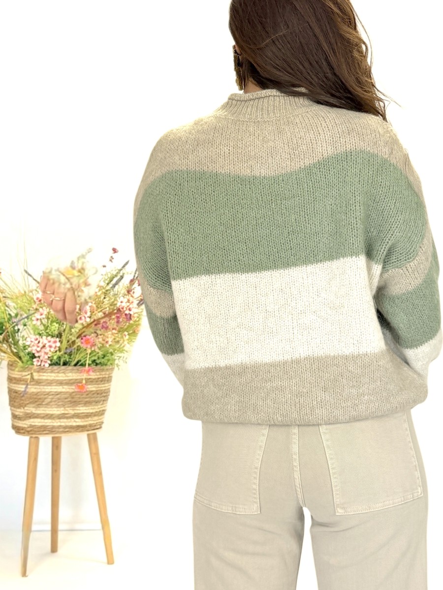 Jersey Ani verde y beige