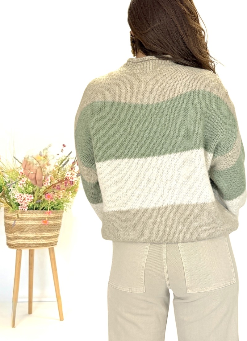 Jersey Ani verde y beige