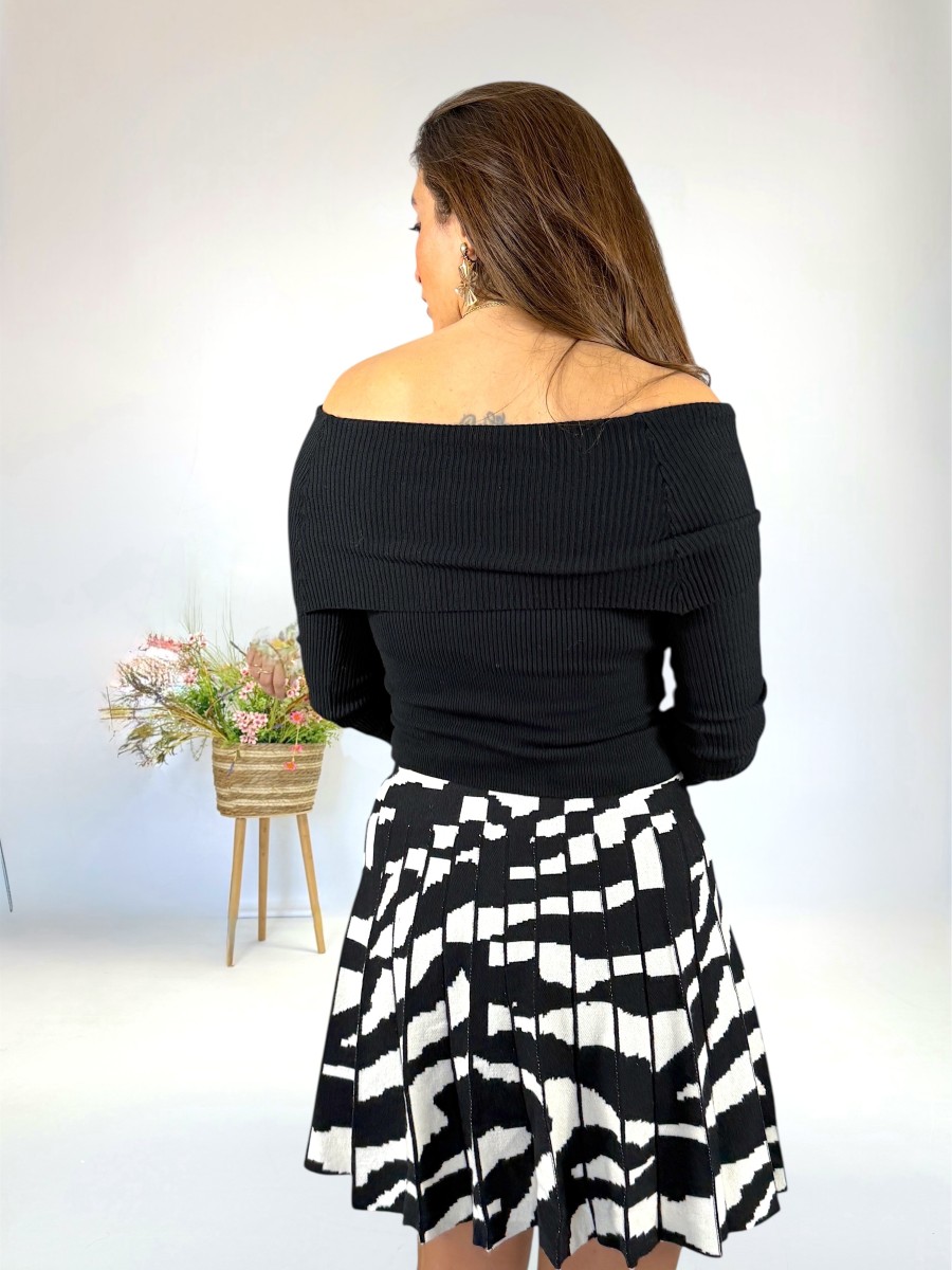 Falda de punto Cebra blanco y negro