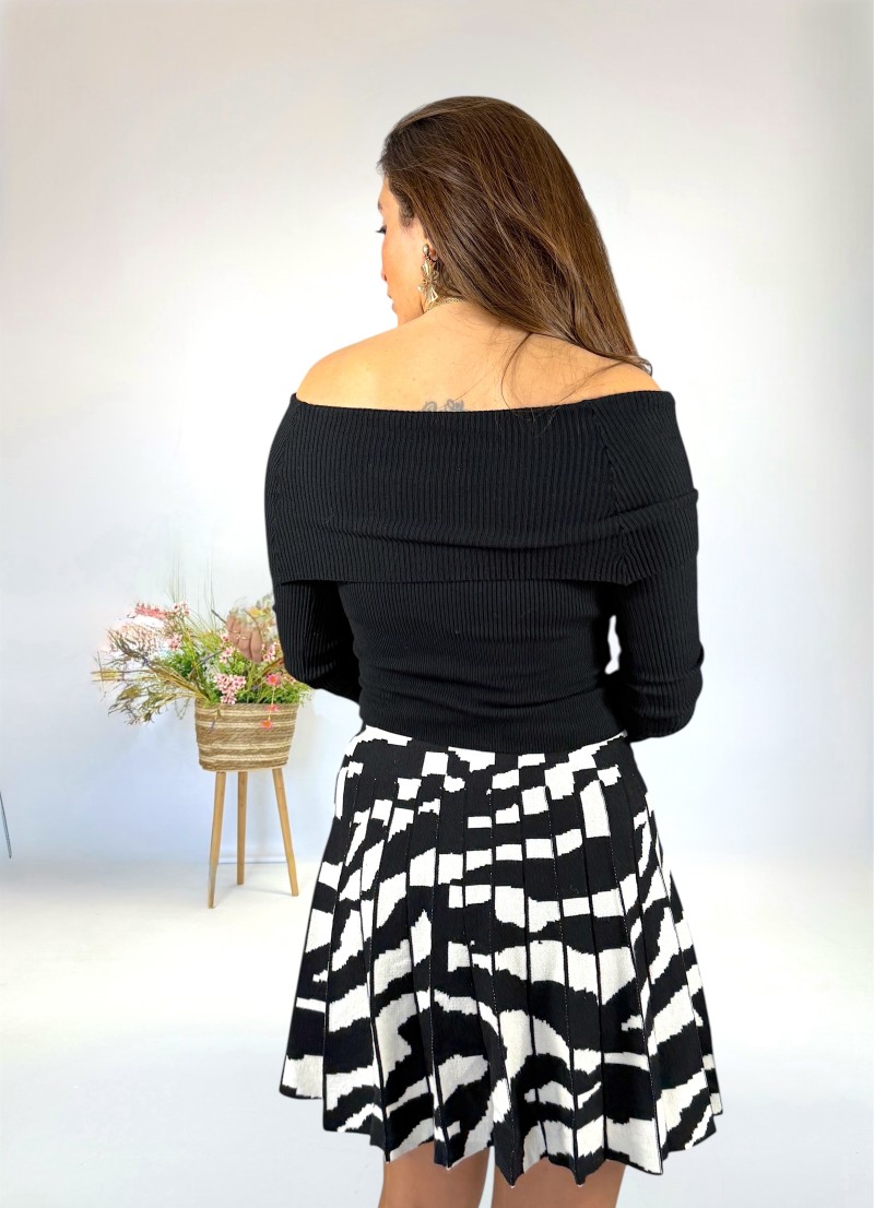 Falda de punto Cebra blanco y negro