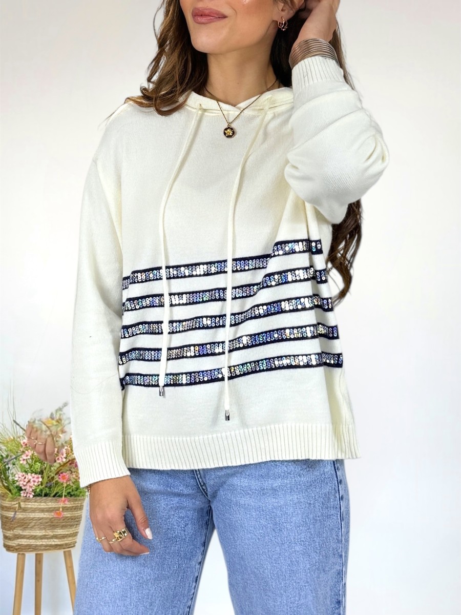 Jersey Luma crudo detalles lentejuelas