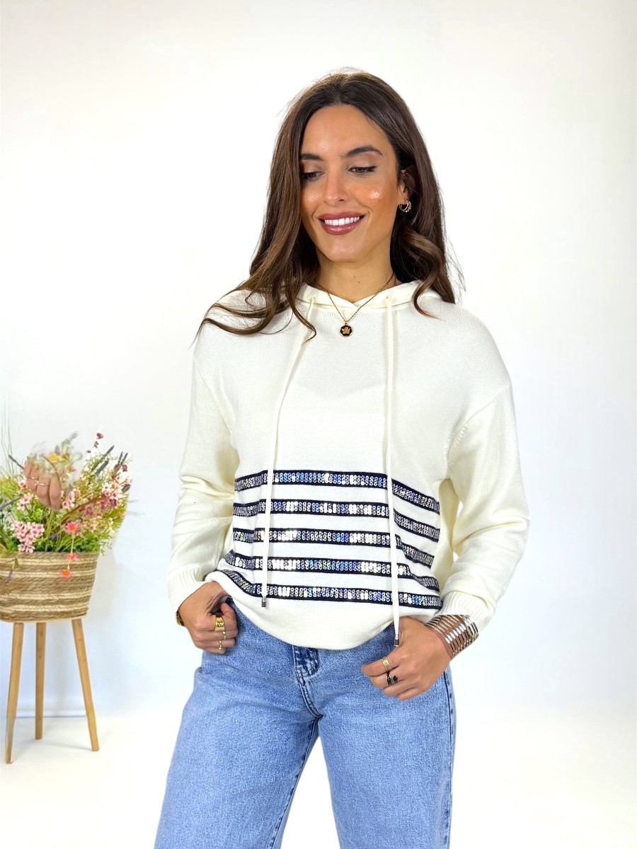 Jersey Luma crudo detalles lentejuelas