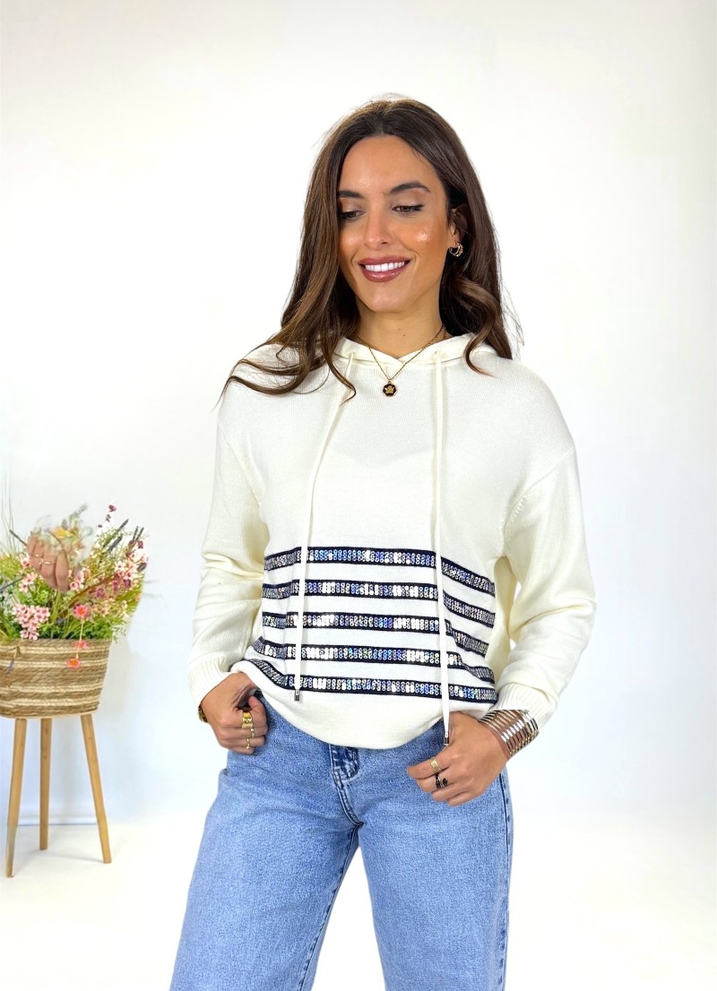 Jersey Luma crudo detalles lentejuelas