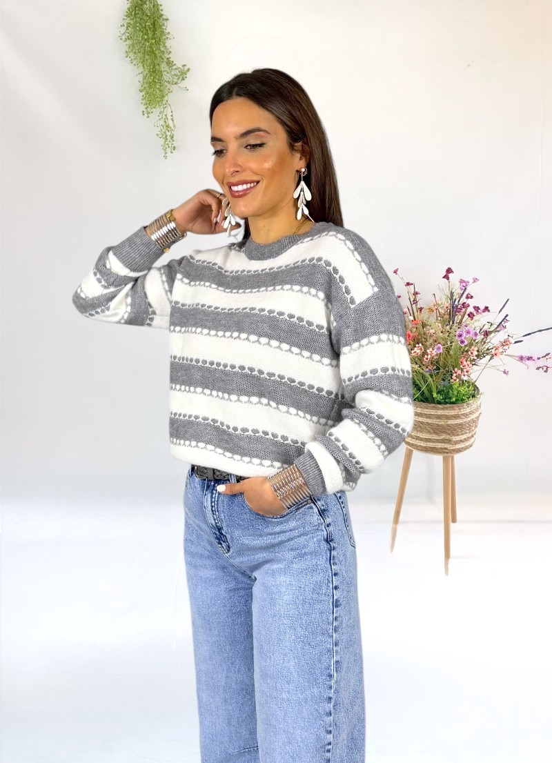 Jersey  Lupe rayas gris y blanco