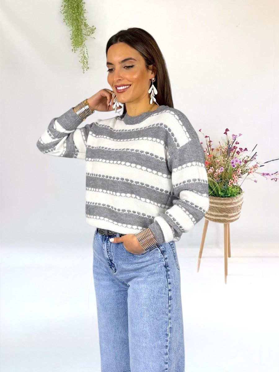 Jersey  Lupe rayas gris y blanco