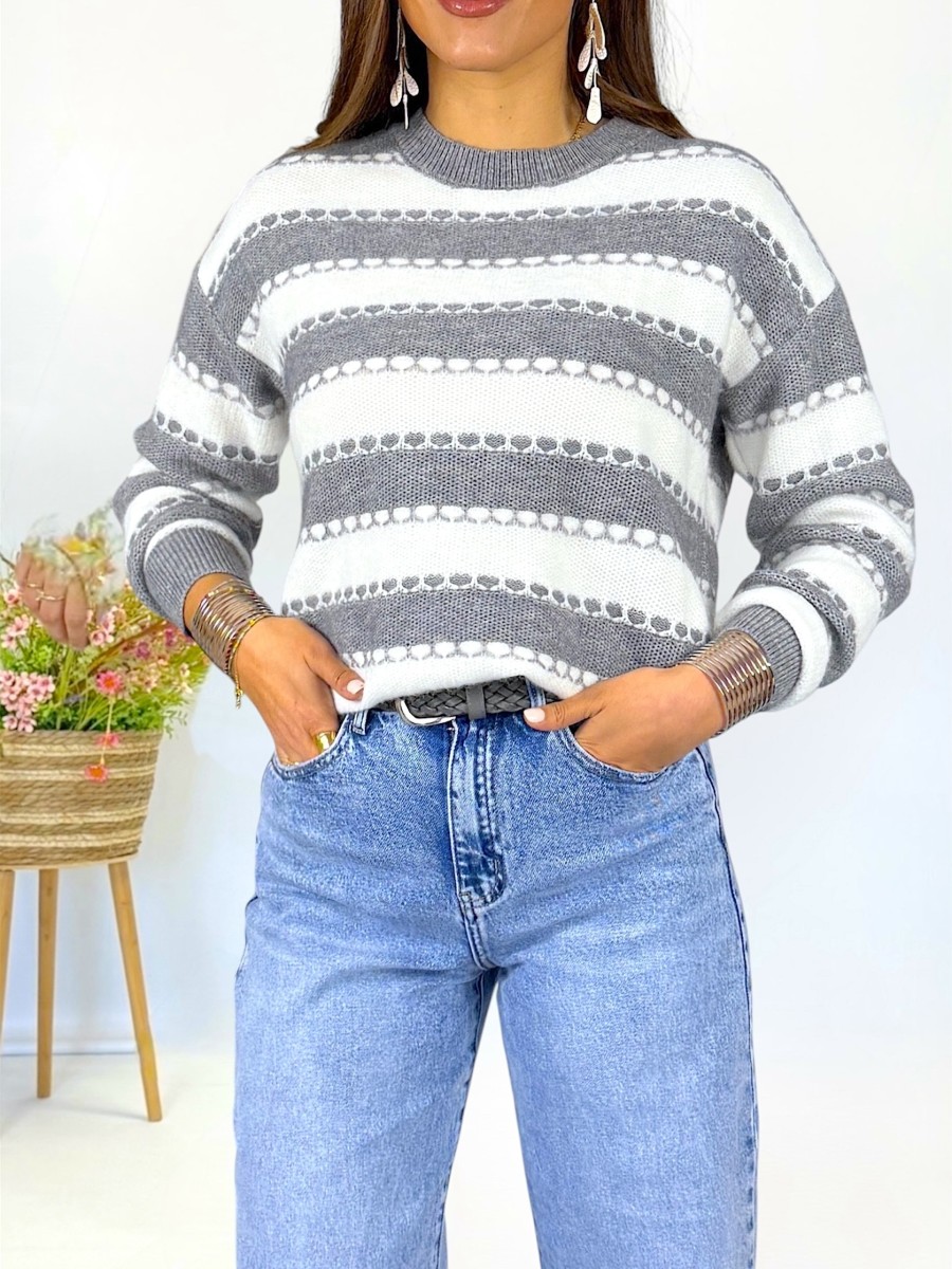 Jersey  Lupe rayas gris y blanco