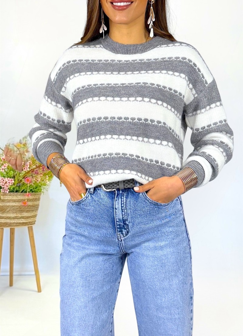 Jersey  Lupe rayas gris y blanco