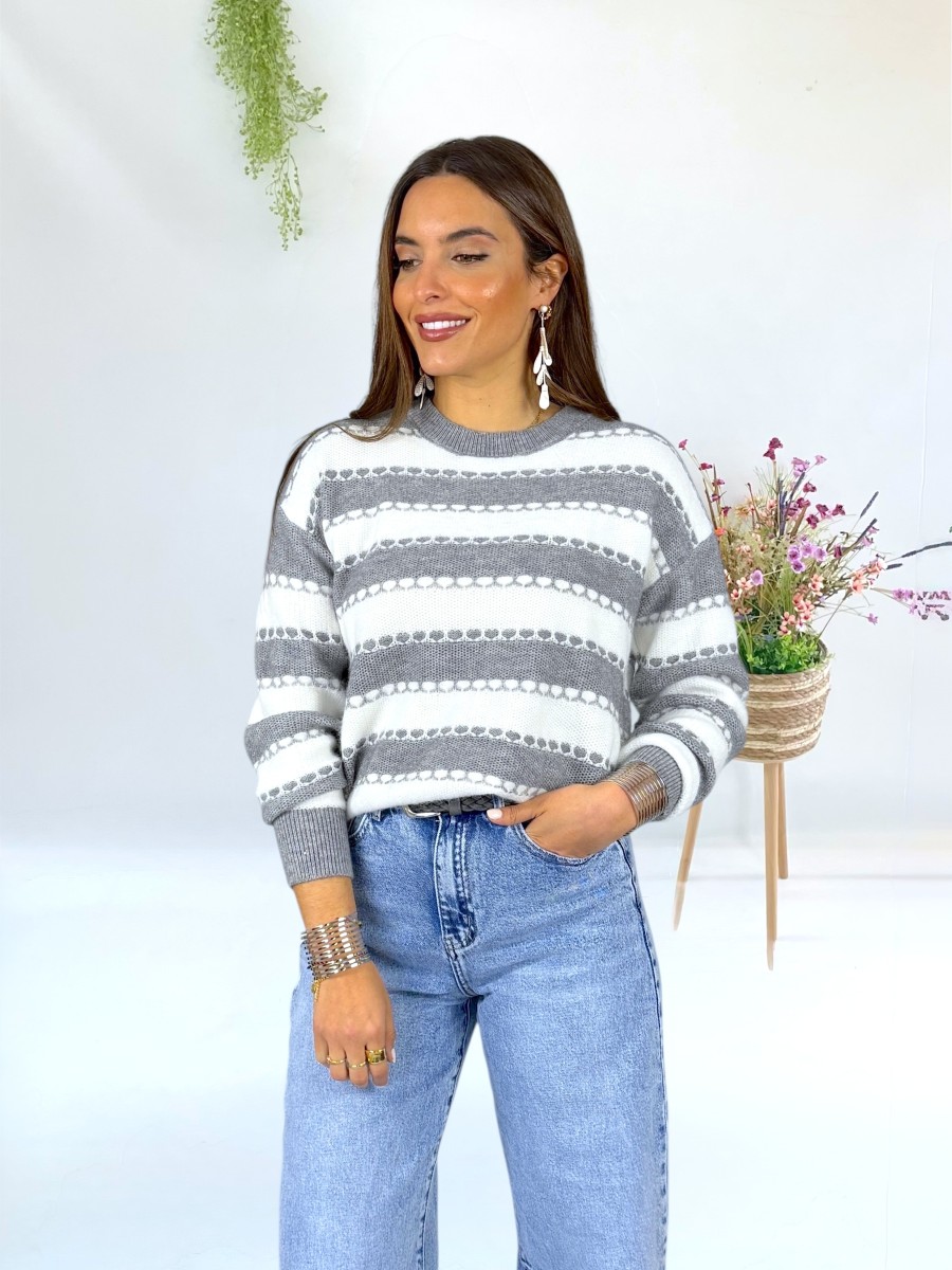 Jersey  Lupe rayas gris y blanco