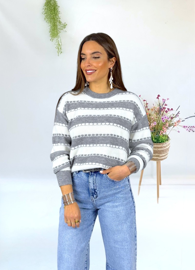 Jersey  Lupe rayas gris y blanco