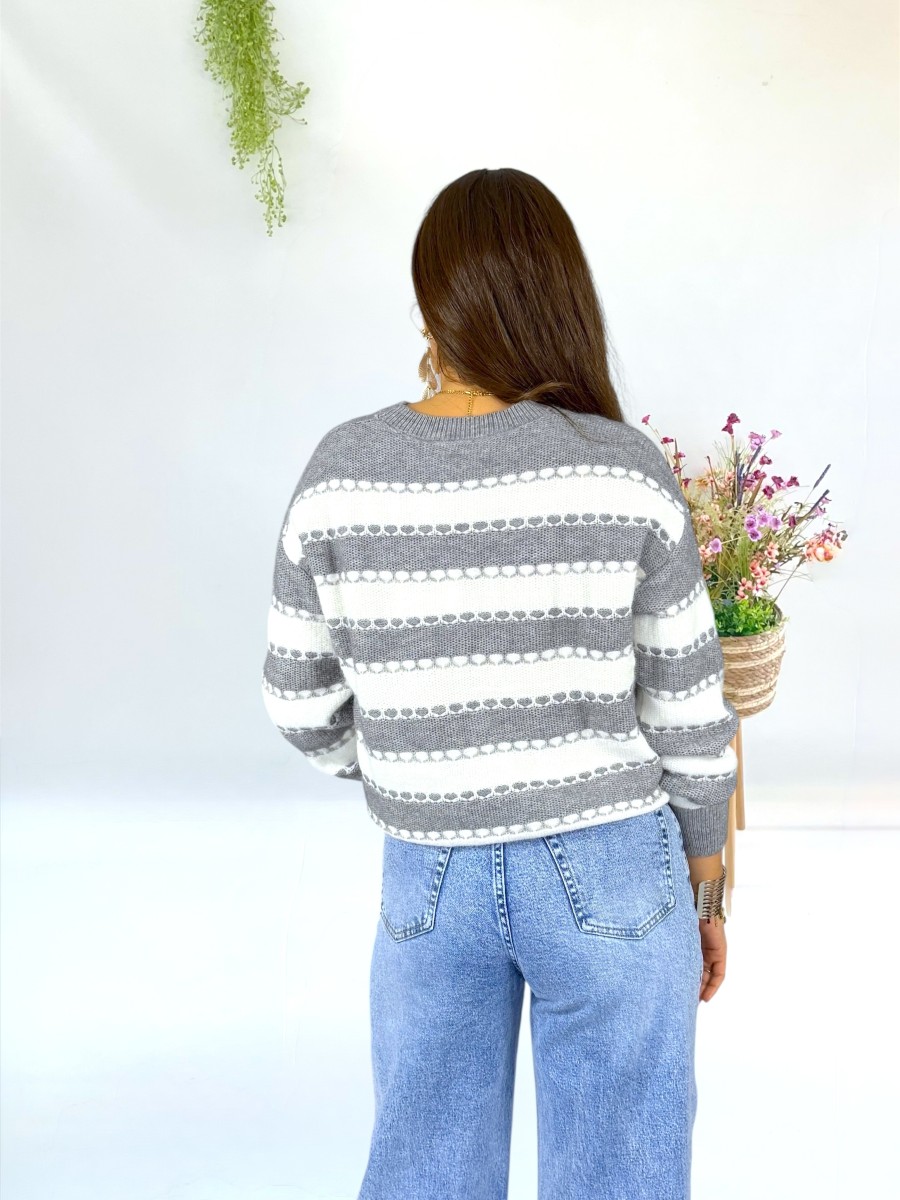 Jersey  Lupe rayas gris y blanco