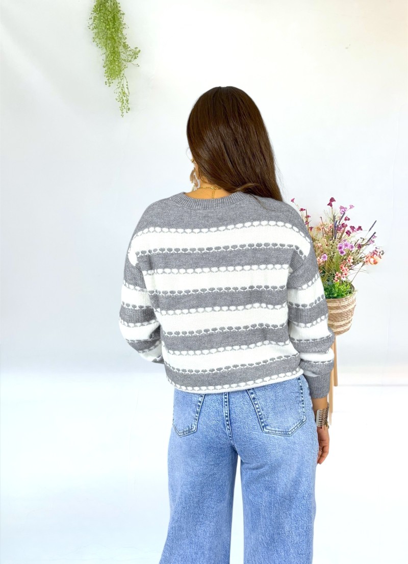 Jersey  Lupe rayas gris y blanco