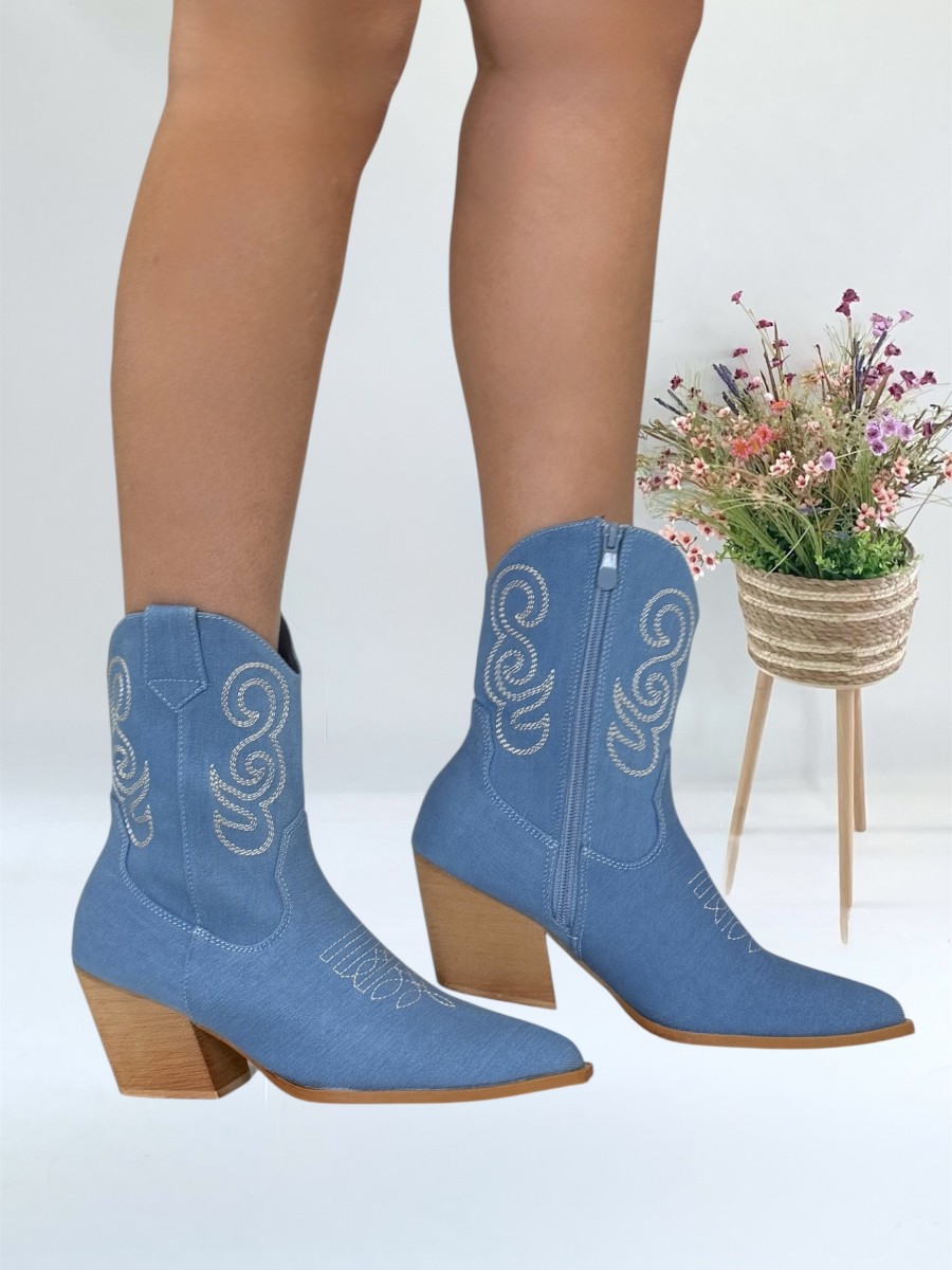 Botin vaquero azul