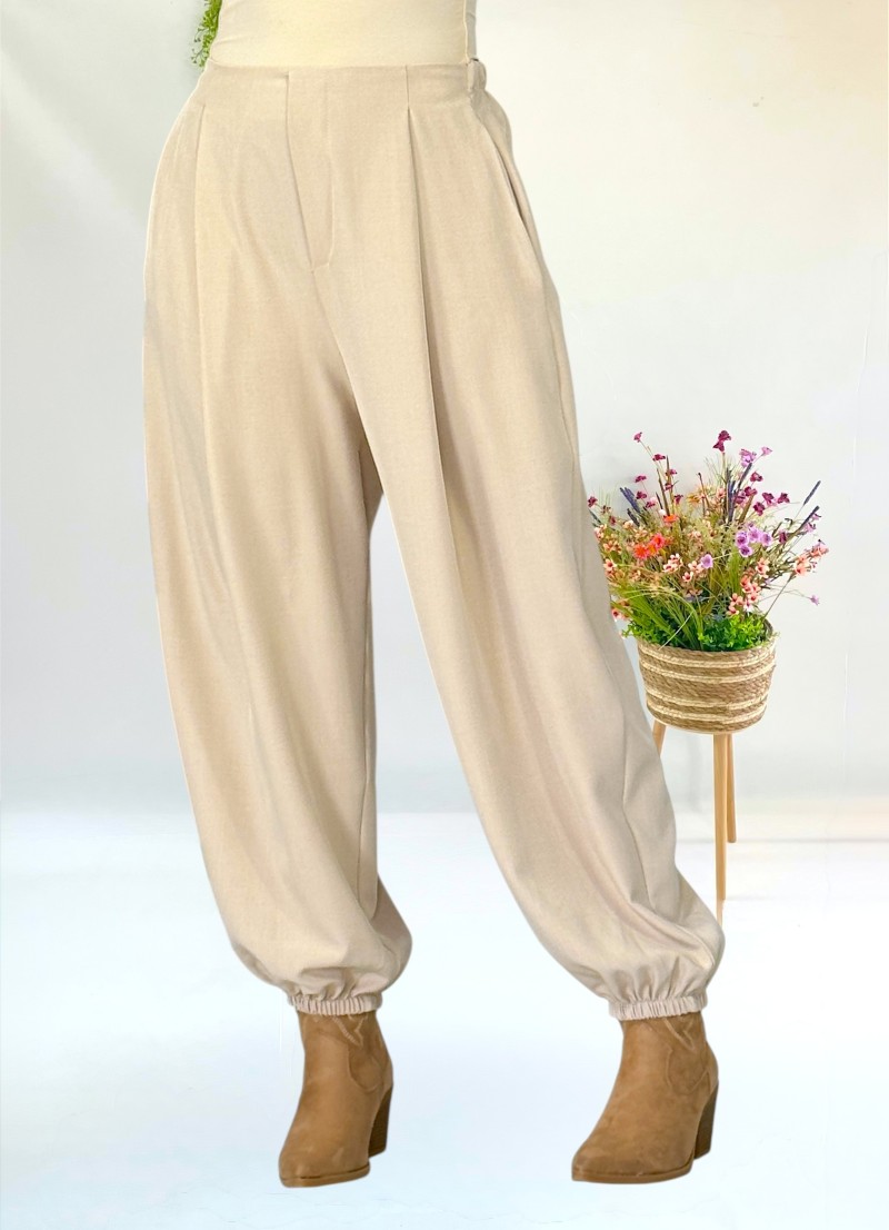 Pantalon bombacho beige