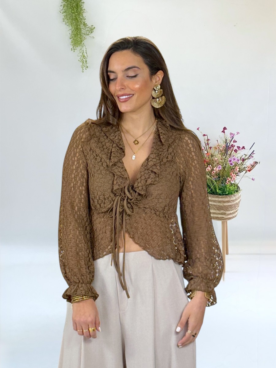 Chaqueta encaje marron