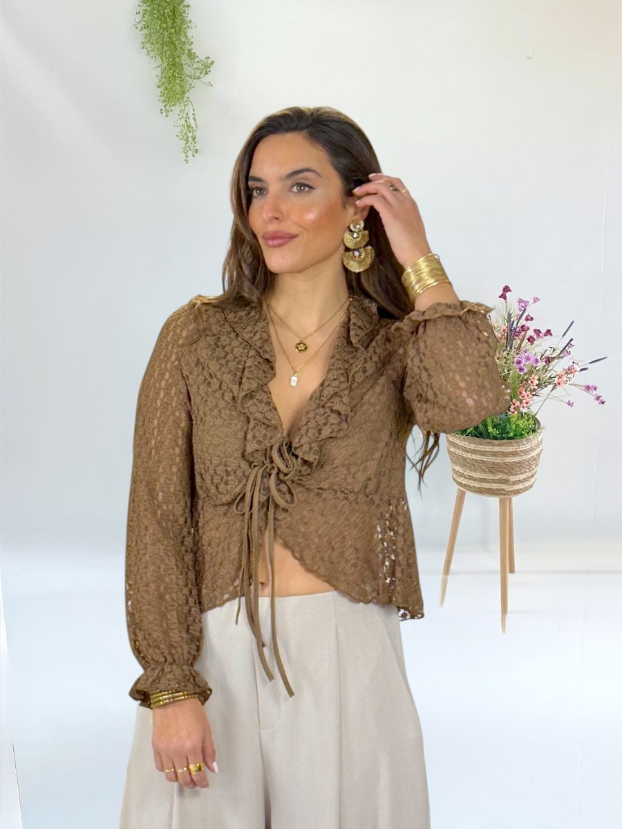 Chaqueta encaje marron